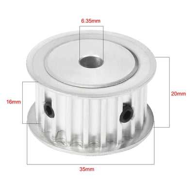 Harfington Uxcell Aluminum 5M 20 Teeth 6.35mm Bore Timing Belt Idler Pulley Flange Synchronous Wheel for 15mm Belt 3D Printer CNC