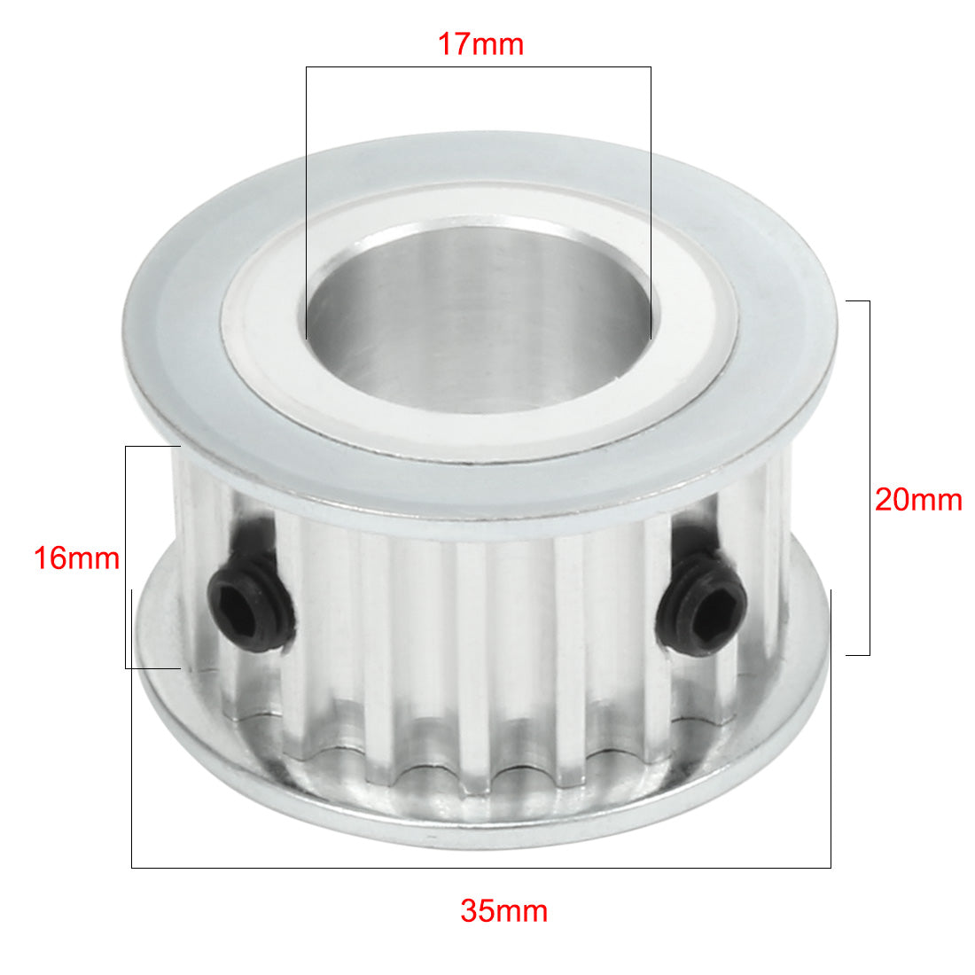 uxcell Uxcell Aluminum 20 Teeth 17mm Bore 5mm Pitch Timing Belt Pulley for 15mm Belt