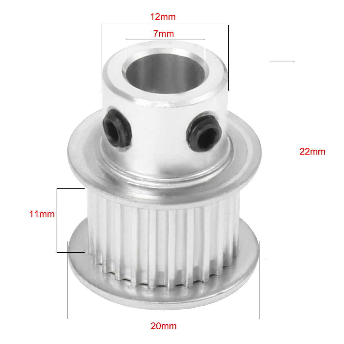 uxcell Uxcell Aluminum M-X-L 25 Teeth 7mm Bore Timing Belt Idler Pulley Flange Synchronous Wheel for 10mm Belt 3D Printer CNC