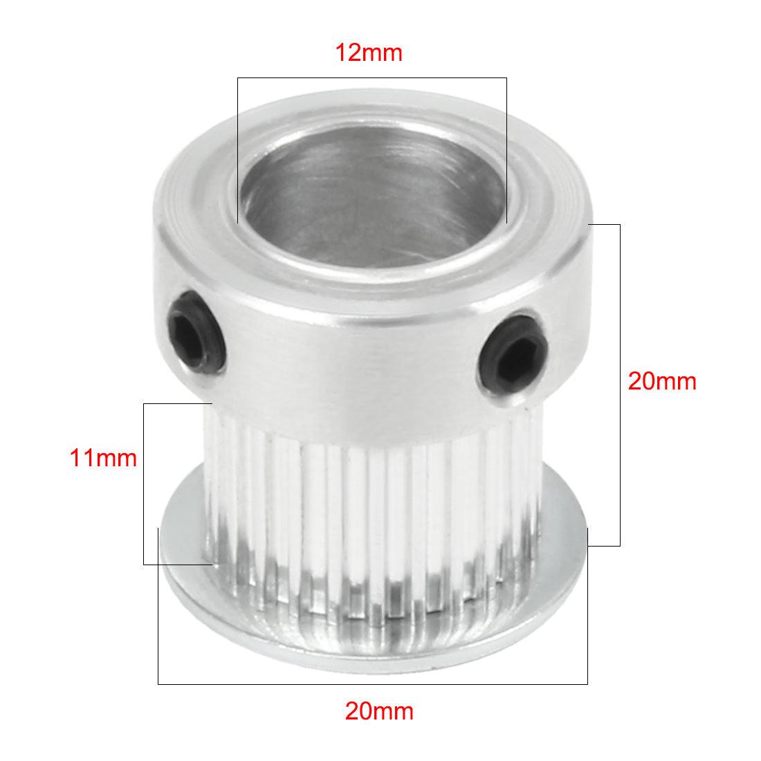uxcell Uxcell Aluminum M-X-L 25 Teeth 12mm Bore Timing Belt Idler Pulley Flange Synchronous Wheel for 10mm Belt 3D Printer CNC