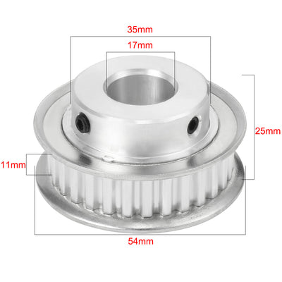 Harfington Uxcell Aluminum XL 30 Teeth 17mm Bore Timing Belt Idler Pulley Flange Synchronous Wheel for 10mm Belt 3D Printer CNC