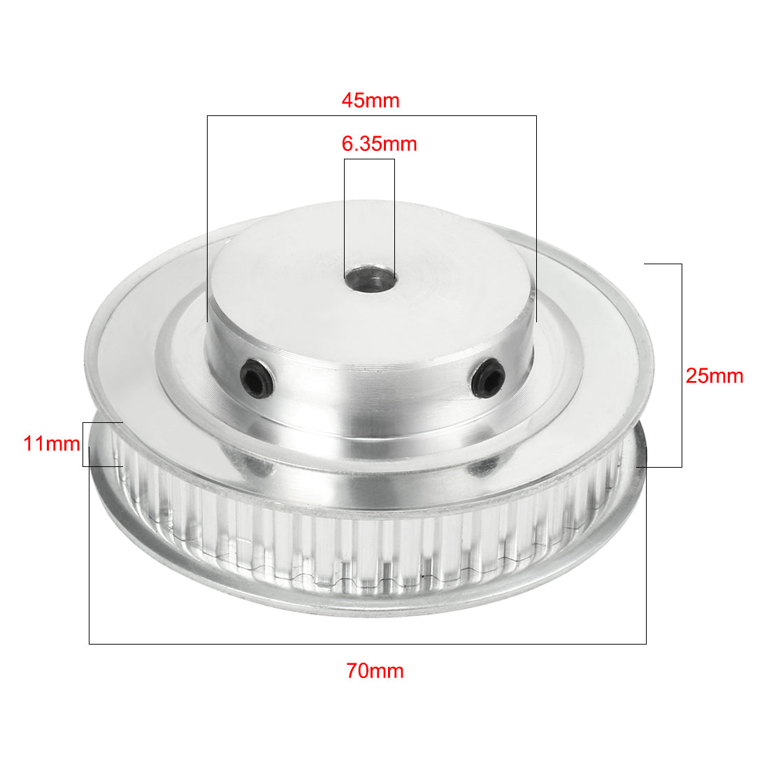 uxcell Uxcell Aluminum XL 40 Teeth 6.35mm Bore Timing Belt Idler Pulley Flange Synchronous Wheel for 10mm Belt CNC