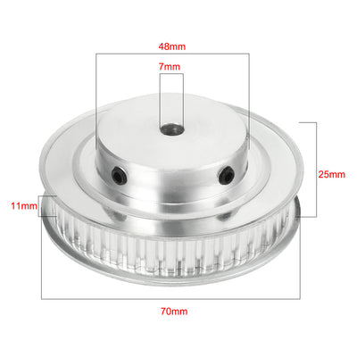 Harfington Uxcell Aluminum XL 40 Teeth 7mm Bore Timing Belt Idler Pulley Flange Synchronous Wheel for 10mm Belt CNC