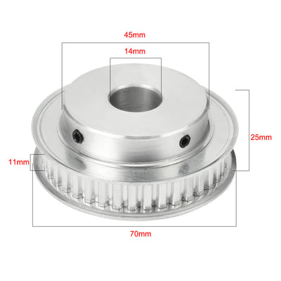 Harfington Uxcell Aluminum 40 Teeth 14mm Bore 5.08mm Pitch Timing Belt Pulley for 10mm Belt