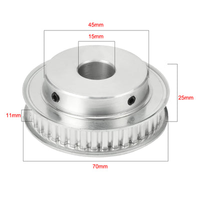 Harfington Uxcell Aluminum XL 40 Teeth 15mm Bore Timing Belt Idler Pulley Flange Synchronous Wheel for 10mm Belt CNC