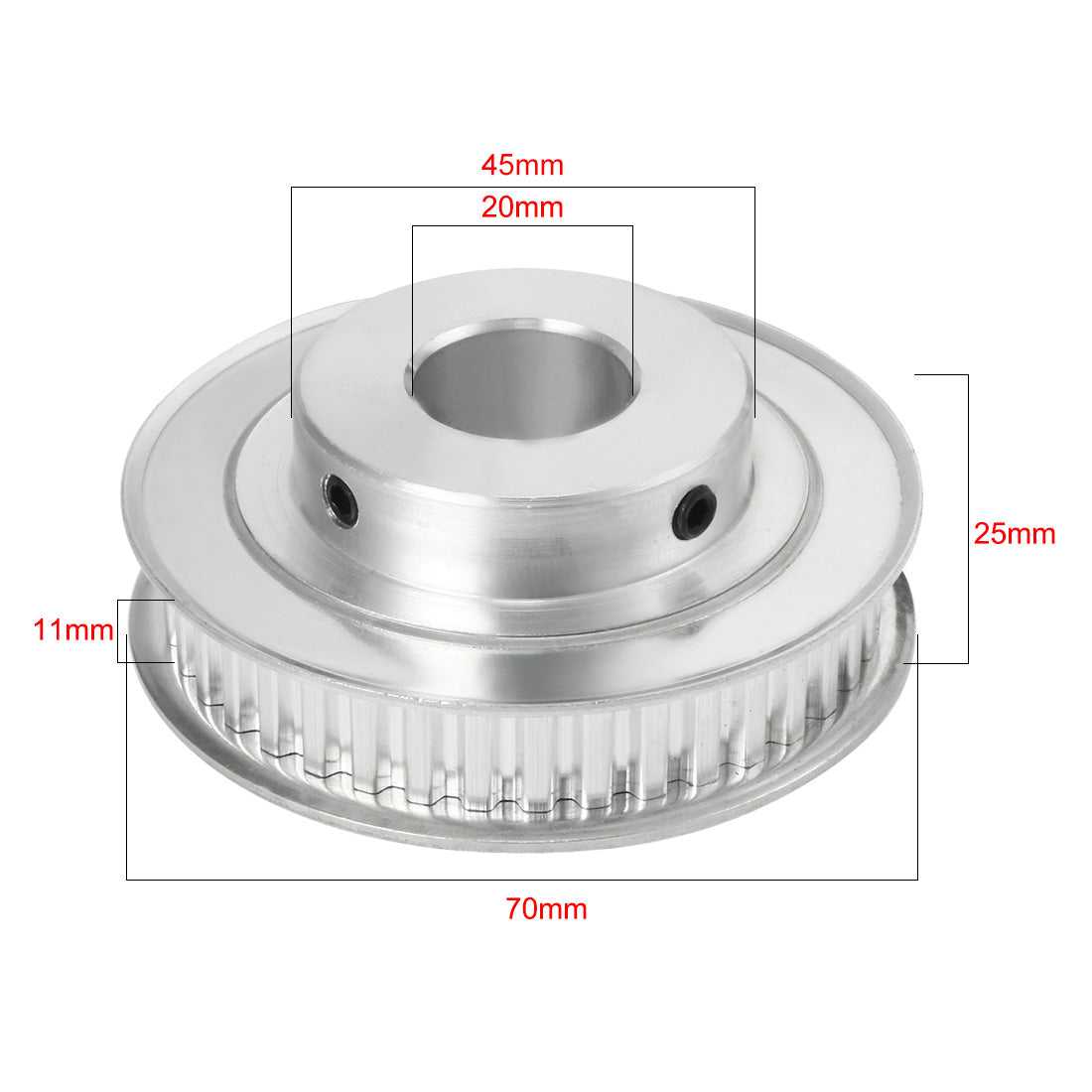 uxcell Uxcell Aluminum 40 Teeth 20mm Bore 5.08mm Pitch Timing Belt Pulley for 10mm Belt