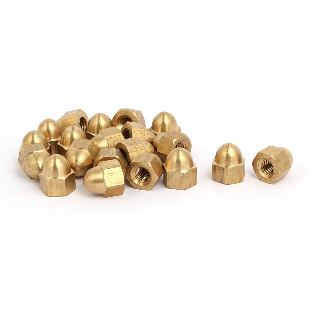 uxcell Uxcell 20pcs M6 Female Thread Nut DIN1587 Dome Cap Head Hex Brass Tone
