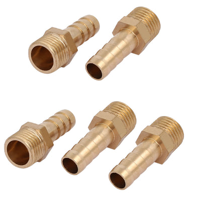 Harfington Uxcell 1/4BSP Male Thread 8mm Hose Barb Tubing Fitting Coupler Connector Adapter 5pcs