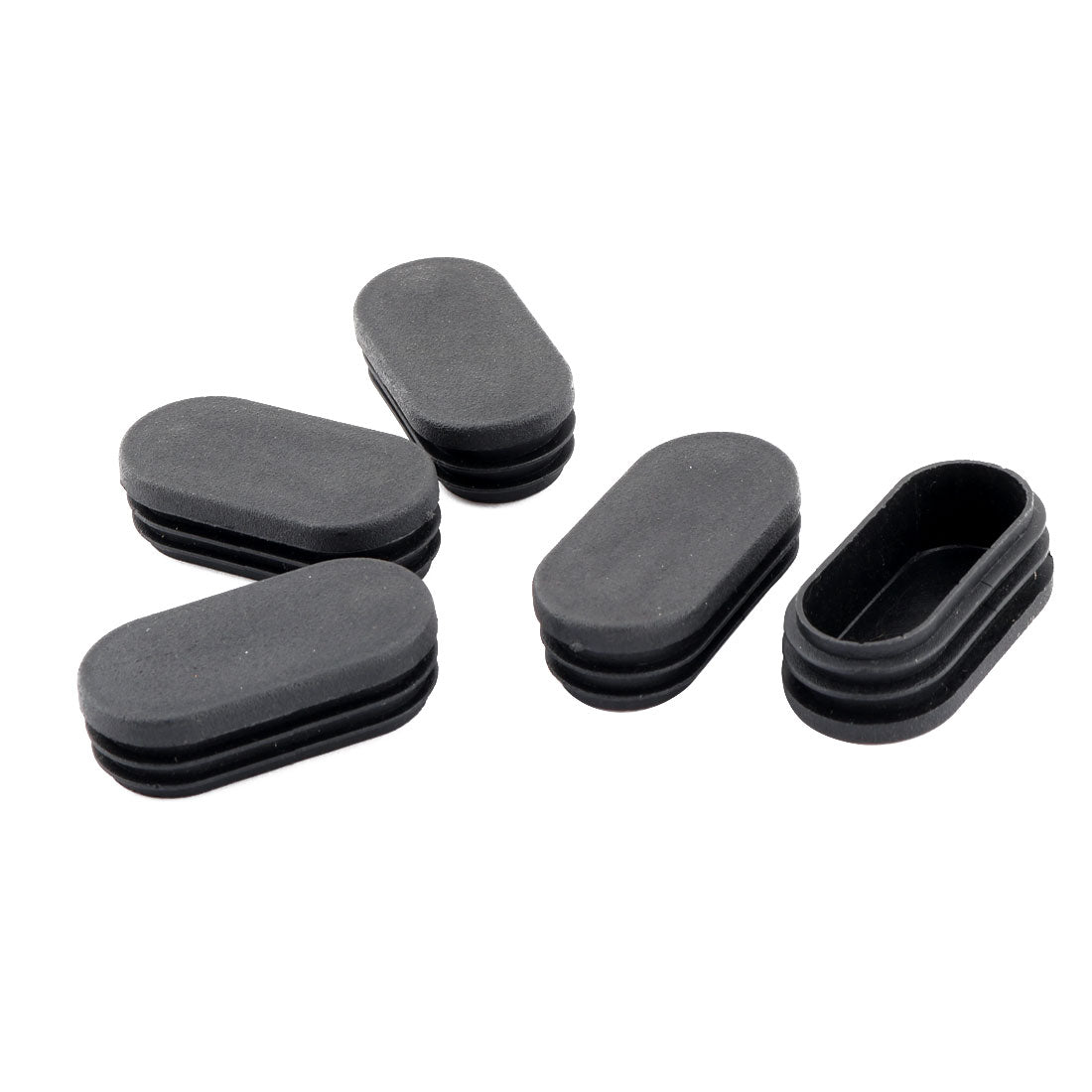 uxcell Uxcell Office  Plastic Oval Chair Leg Foot Cover Tube Insert Black 59 x 29mm 5 Pcs