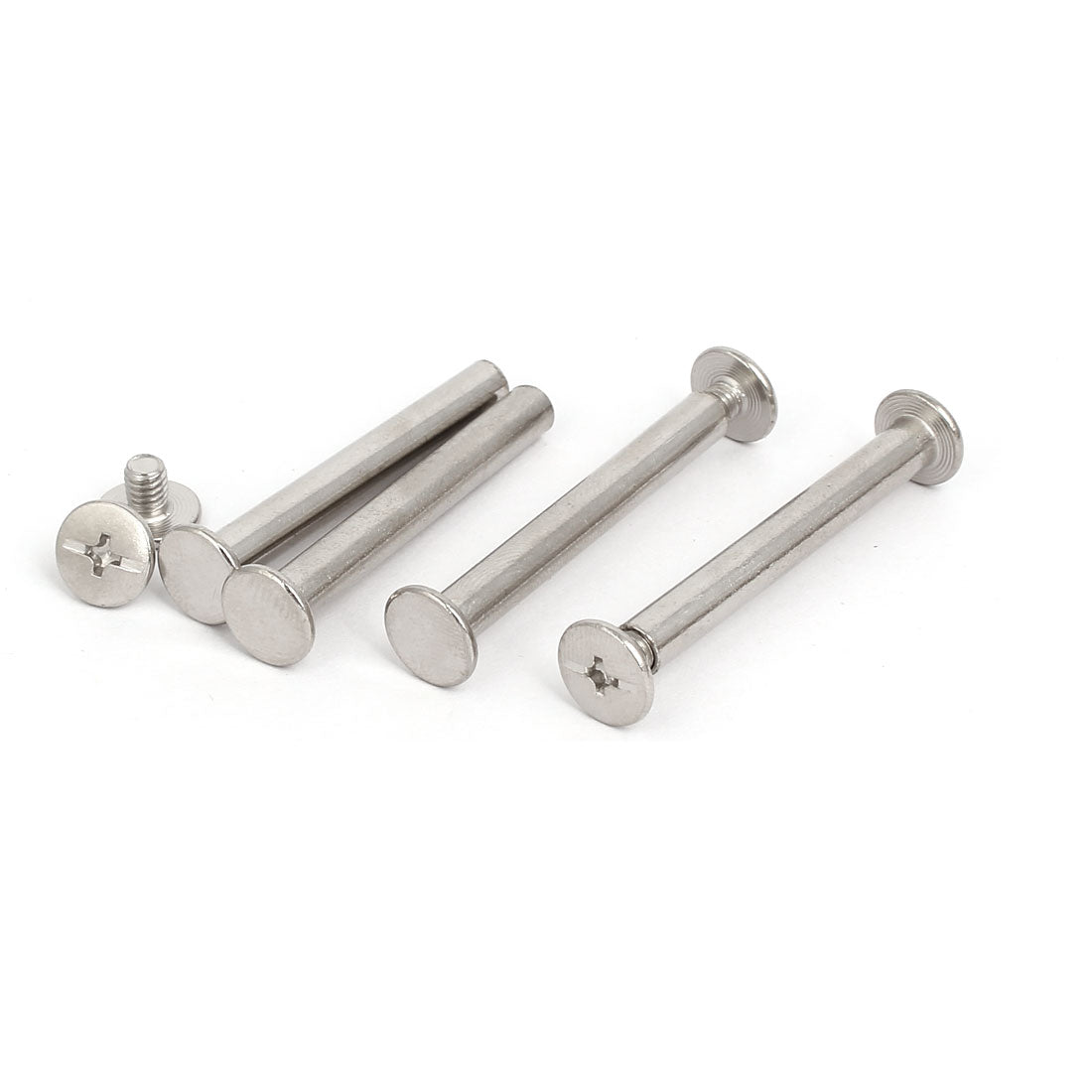 uxcell Uxcell 5mmx40mm Binding Chicago Screw Posts Barrel Nuts Docking Rivets Silver Tone 4pcs