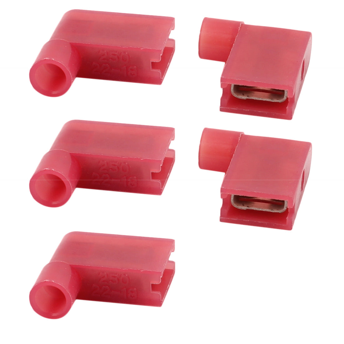 uxcell Uxcell 5Pcs Flag Crimp Terminals Female Nylon Fully Insulated Wire Connectors Red