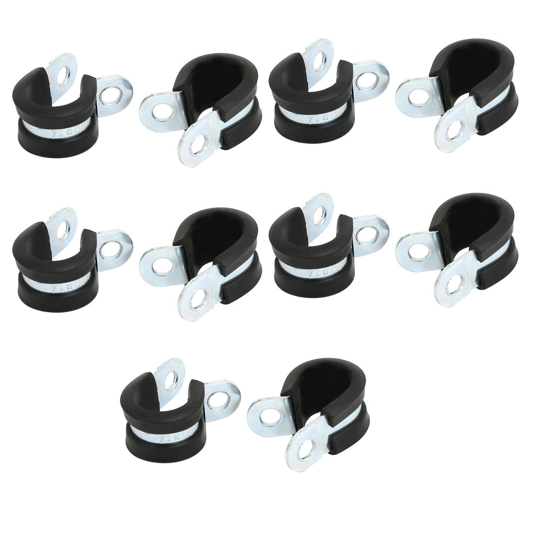 uxcell Uxcell 14mm Dia EPDM Lined R Shaped Zinc Plated Stainless Steel Pipe Clip Cable Clamp 10pcs