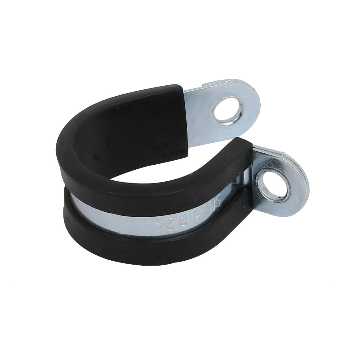 uxcell Uxcell 24mm Dia EPDM Lined R Shaped Zinc Plated Stainless Steel Pipe Clip Cable Clamp