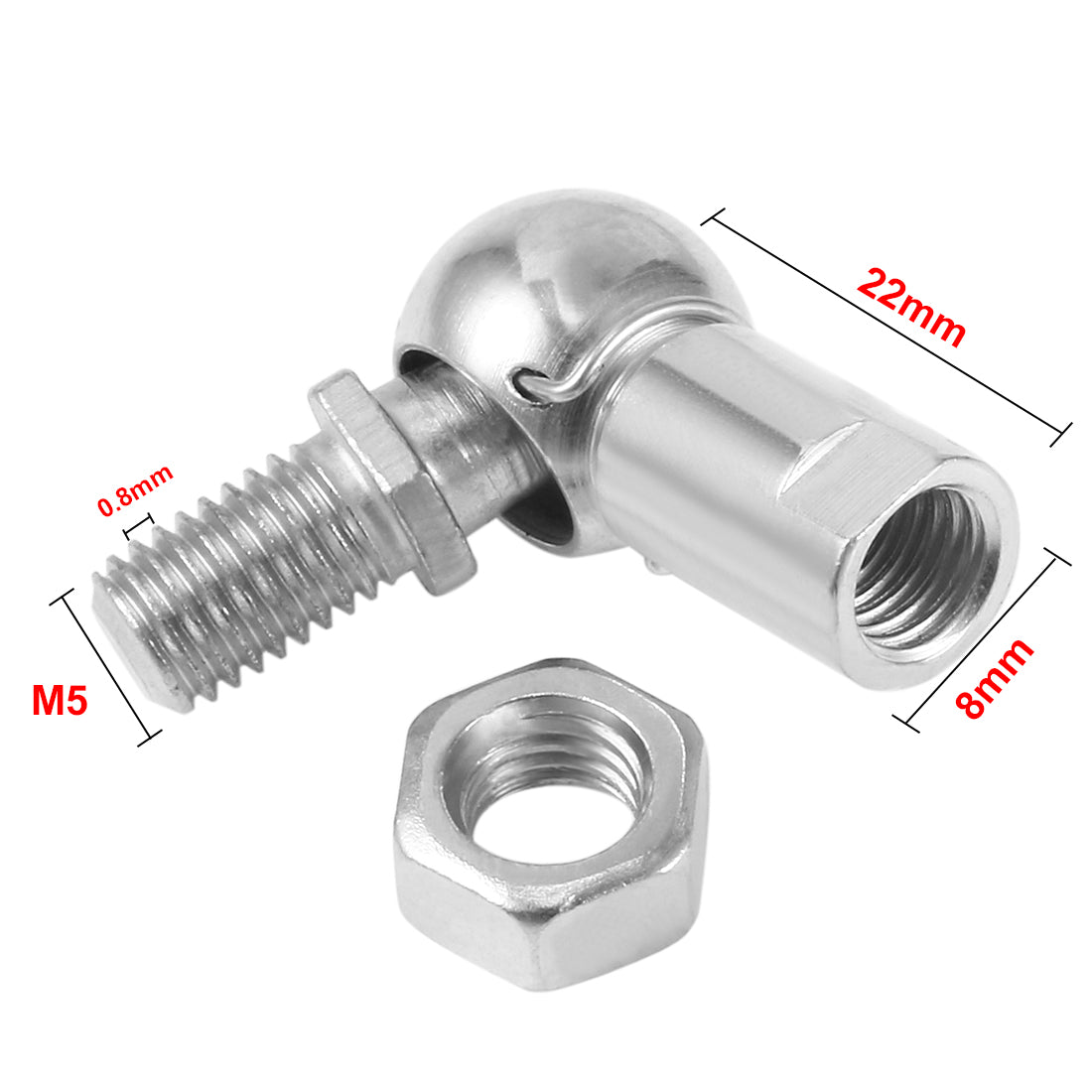 uxcell Uxcell CS8, Rod End Ball Bearing With Stud, M5x0.8mm Carbon Steel Left Hand 4pcs