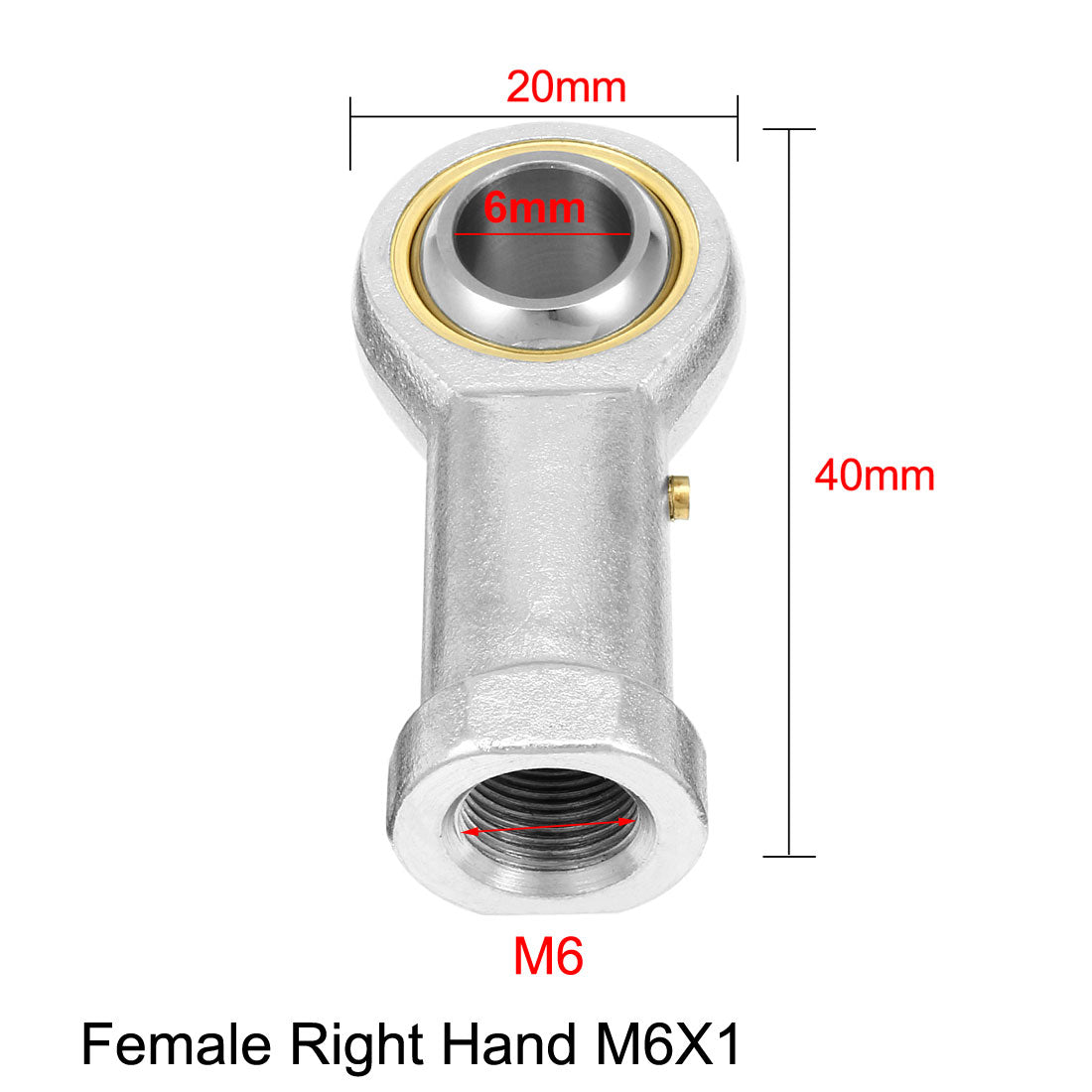 uxcell Uxcell PHS6, Rod End Bearing, 6mm Inside Dia Economy Self Lubricating Female Right Hand 4pcs