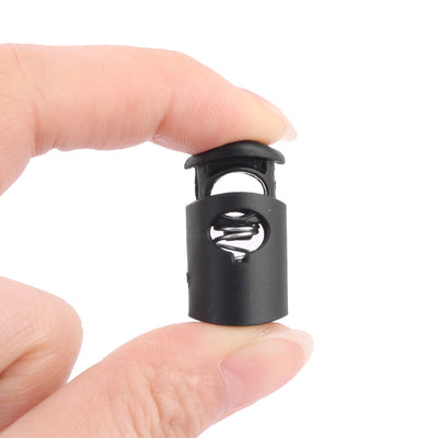 Harfington Uxcell Plastic Single Hole Spring Adjustive Coat Sliding Cord Lock Stopper Black 21pcs
