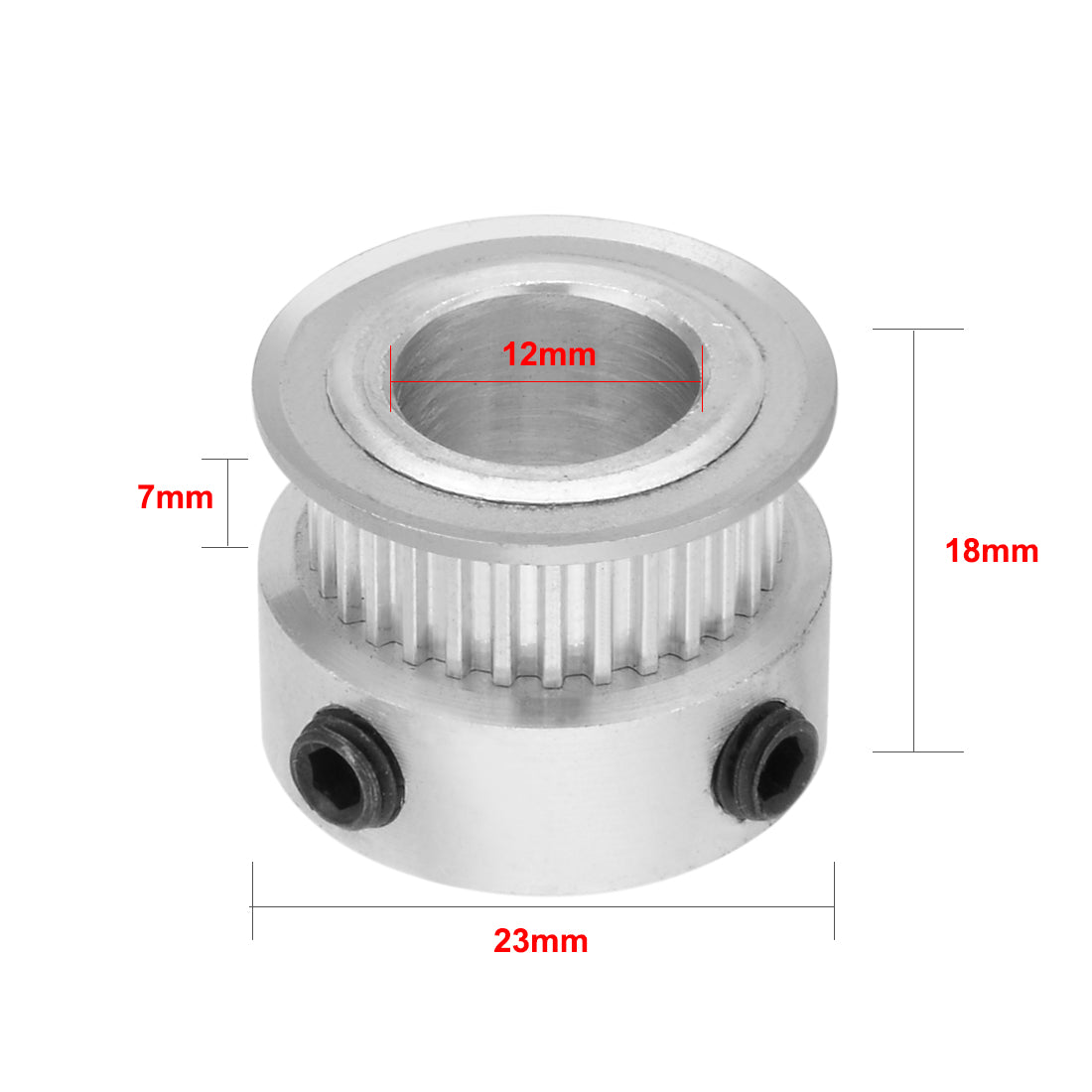 uxcell Uxcell Aluminum M-X-L 30 Teeth 12mm Bore Timing Belt Idler Pulley Synchronous Wheel for 6mm Belt 3D Printer CNC