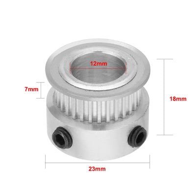 Harfington Uxcell Aluminum M-X-L 30 Teeth 12mm Bore Timing Belt Idler Pulley Synchronous Wheel for 6mm Belt 3D Printer CNC