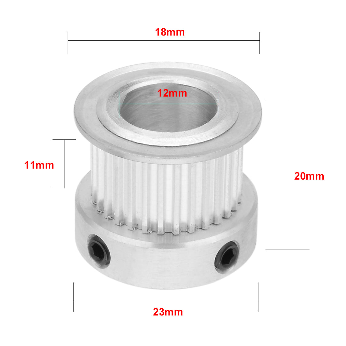 uxcell Uxcell Aluminum M-X-L 30 Teeth 12mm Bore Timing Belt Idler Pulley Synchronous Wheel 10mm Belt for 3D Printer CNC