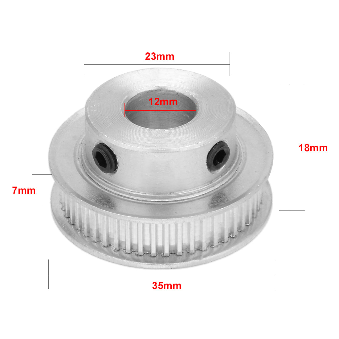 uxcell Uxcell Aluminum  50 Teeth 12mm Bore Timing Belt Idler Pulley Synchronous Wheel 6mm Belt for 3D Printer CNC