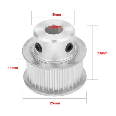 Harfington Uxcell Aluminum  35 Teeth 6.35mm Bore Timing Belt Idler Pulley Synchronous Wheel 10mm Belt for 3D Printer CNC