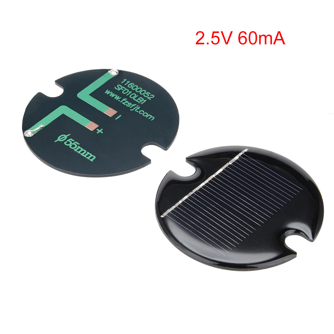 uxcell Uxcell 5Pcs 2.5V 60mA Poly Mini Round Solar Cell Panel Module DIY for Phone Light Toys Charger 55mm Diameter