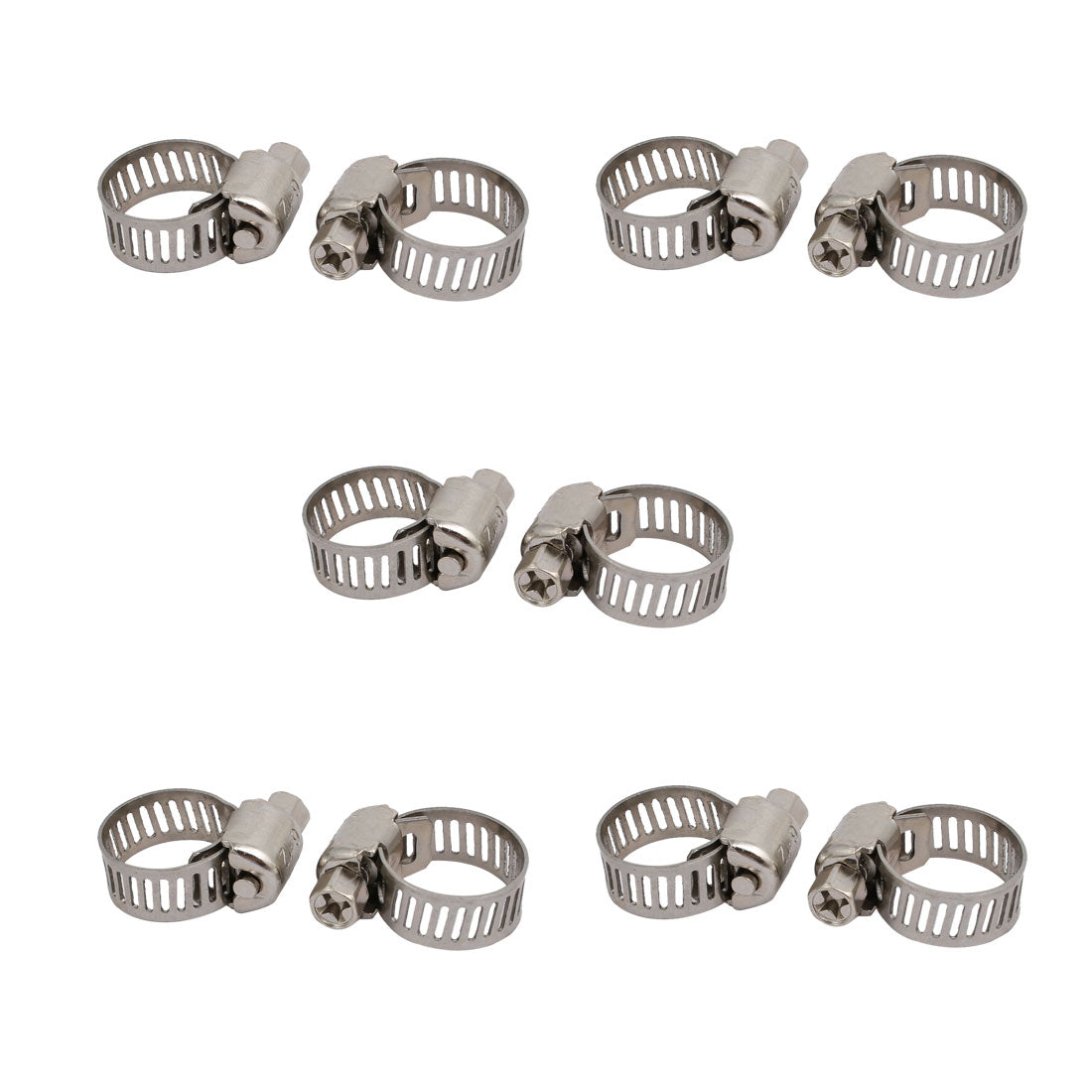 uxcell Uxcell 6-12mm Stainless Steel Adjustable  Gear Hose Clamps Silver Tone 10pcs