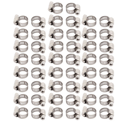 Harfington Uxcell 6mm-12mm Adjustable Range 8mm Width Stainless Steel  Gear Hose Clamp 50pcs