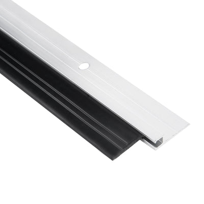 Harfington Uxcell Door Bottom Sweep White Aluminum Alloy w 0.9-inch Black Rubber Strip 1000mmx40mm(Approx 39-inch x 1.6-inch)
