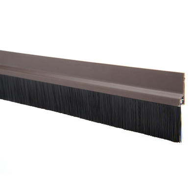 Harfington Uxcell Self-Adhesive Door Bottom Sweep Brown Plastic w 1.2-inch Black PVC Soft Brush 39-inch x 2.1-inch