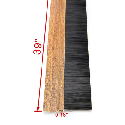 Harfington Uxcell Self-Adhesive Door Bottom Sweep Khaki Plastic W 1.6-inch Black PVC Soft Brush 39-inch x 2.5-inch