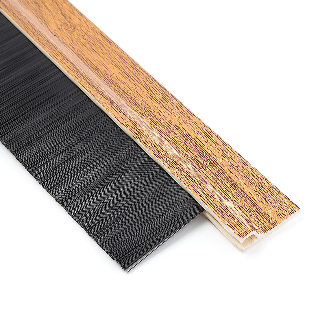 uxcell Uxcell Self-Adhesive Door Bottom Sweep Khaki Plastic W 1.6-inch Black PVC Soft Brush 39-inch x 2.5-inch