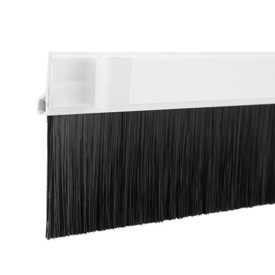 Harfington Uxcell Self-Adhesive Door Bottom Sweep White Plastic w 2-inch Black PVC Soft Brush 39-inch x 2.9-inch