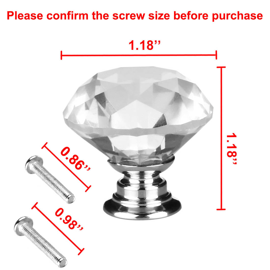 uxcell Uxcell 30mm Diamond Shaped Crystal Glass Drawer Knobs Cabinet Pull Handle Clear 10pcs