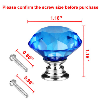 Harfington Uxcell 30mm Crystal Glass Diamond Shape Drawer Knobs Cabinet Pull Handle New Blue 10pcs