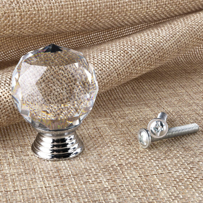 Harfington Uxcell 30mm Crystal Glass Drawer Knobs Cabinet Pull Handle Round Clear 10pcs
