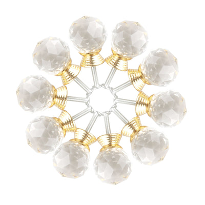 Harfington Uxcell 30mm Clear Crystal Glass Drawer Knobs Cabinet Pull Handle Round Gold Tone 10pcs