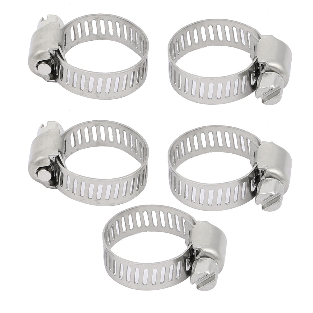 uxcell Uxcell 5 Pcs 10mm to 16mm Clamping Range 8mm Width Metal Adjustable Hose Clamp Hoop