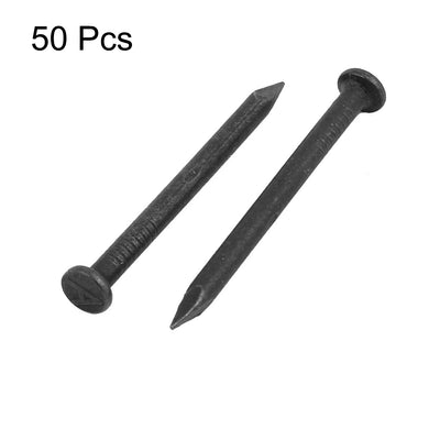 Harfington Uxcell 1.5-inch Length Carbon Steel Point Tip Wall Cement Nail Black 50pcs