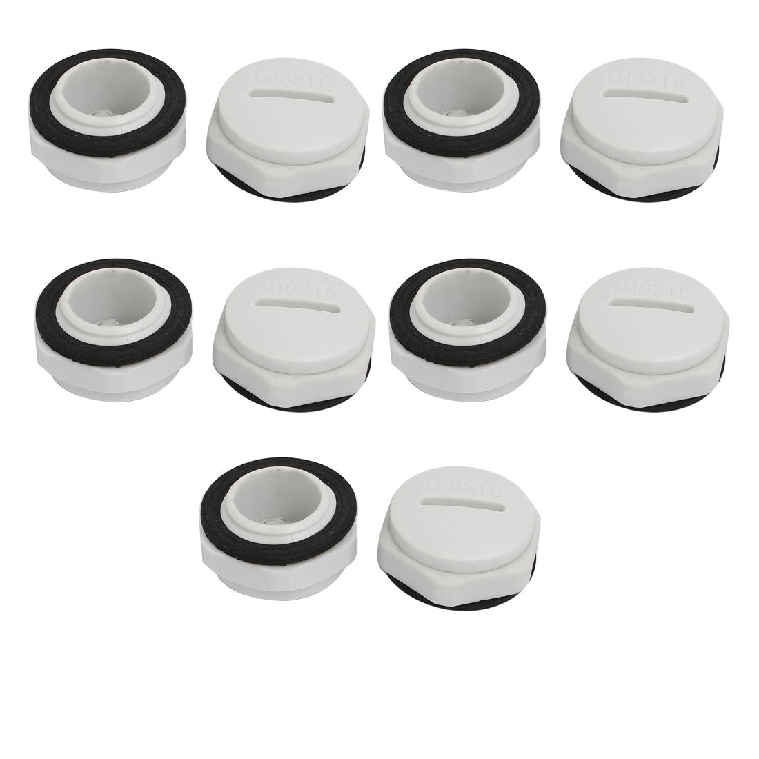 uxcell Uxcell M18 Nylon Male Threaded Cable Gland Screw End Cap Cover Gray 10pcs