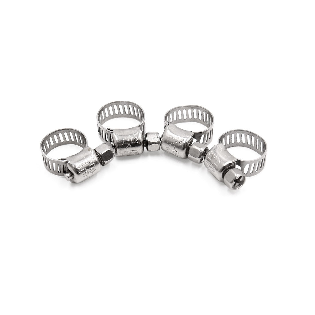 uxcell Uxcell 4pcs Silver Tone Stainless Steel 6-12mm Adjustable  Gear Car Hose Clamp