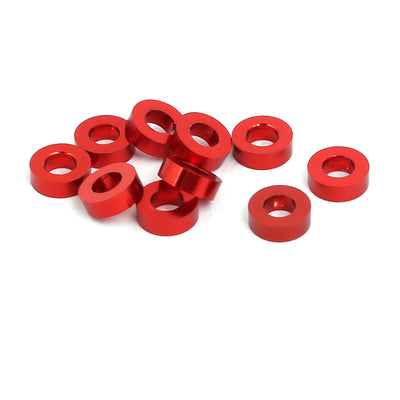Harfington Uxcell 10pcs 2mm Thickness M3 Aluminum Alloy Flat Fender Screw Washer Red