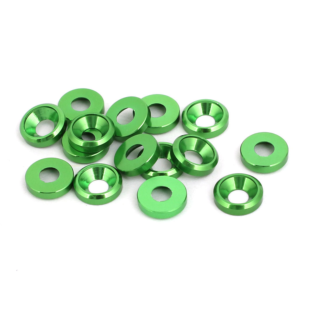 uxcell Uxcell M3 Aluminium Alloy Cup Head Engine Bay  Bumper Washer Green 15pcs