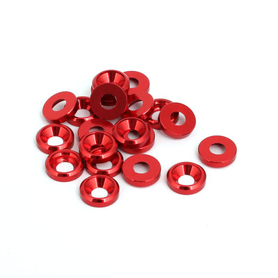 Harfington Uxcell M3 Aluminium Alloy Cup Head Engine Bay  Bumper Washer Red 20pcs