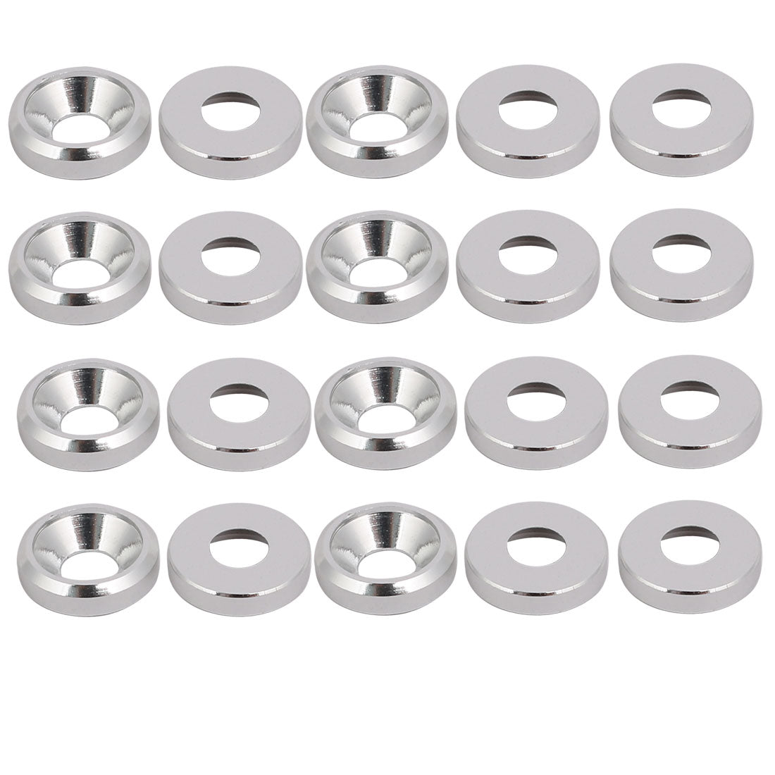 uxcell Uxcell M3 Aluminium Alloy Cup Head Engine Bay  Bumper Washer Silver Tone 20pcs