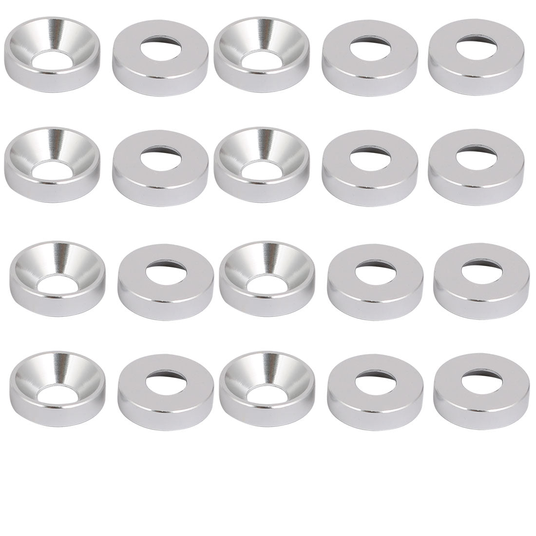uxcell Uxcell M5 Aluminium Alloy Cup Head Engine Bay  Bumper Washer Silver Tone 20pcs