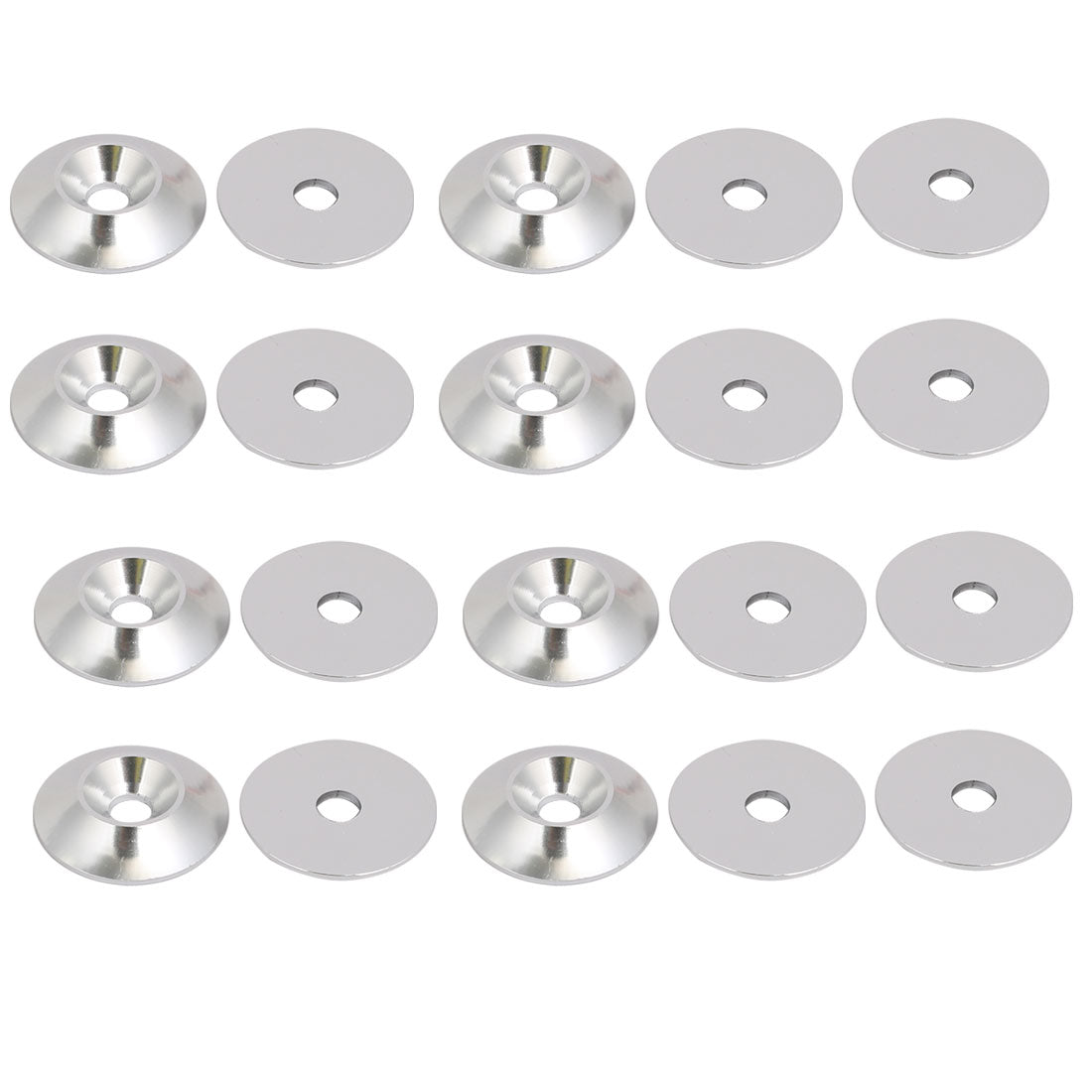 uxcell Uxcell M4 Aluminium Alloy Cone Shape Engine Bay  Bumper Washer Silver Tone 20pcs