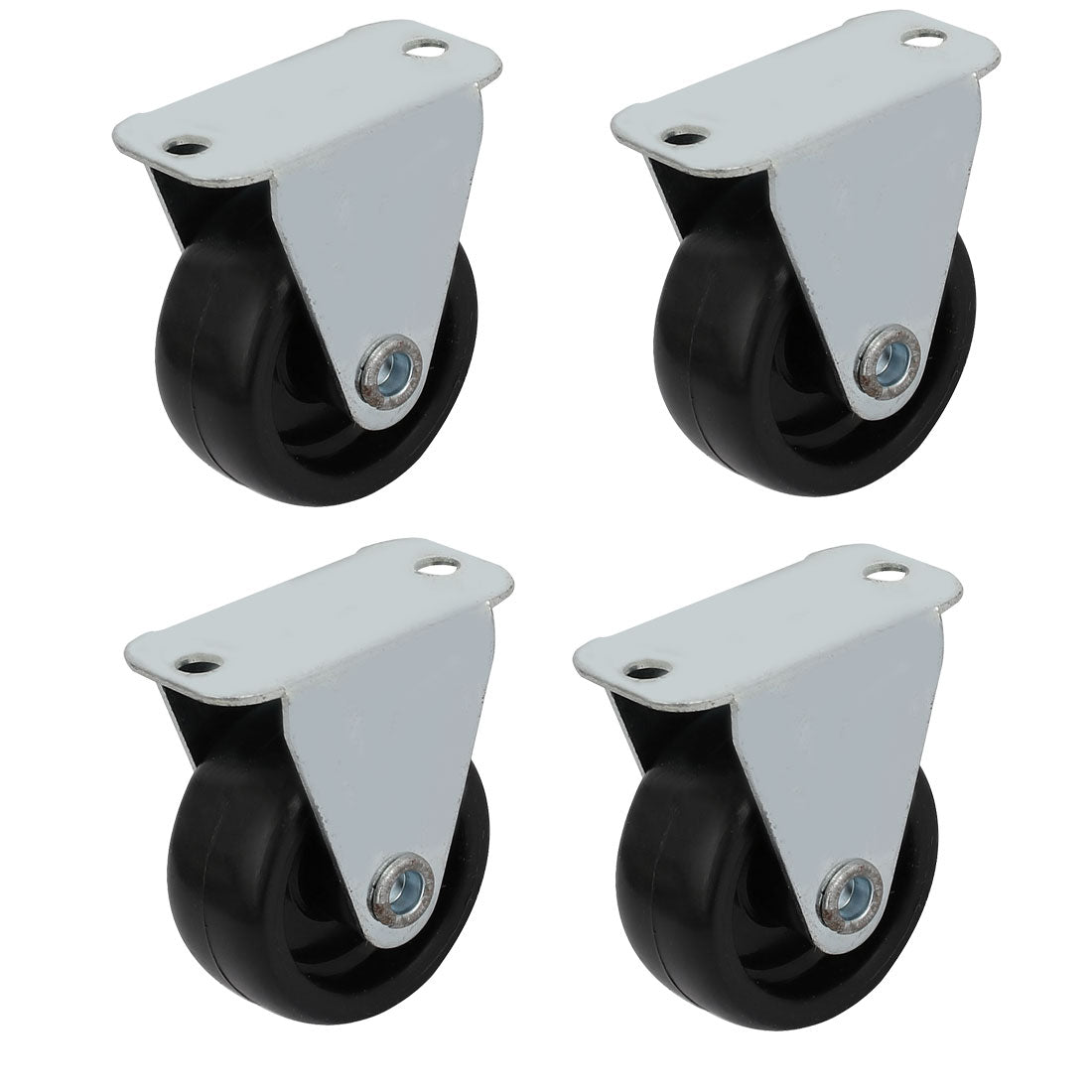 uxcell Uxcell 1.25-inch Diameter Wheel Rigid Top Plate Fixed Rolling Caster Roller Black 4pcs