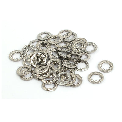 Harfington Uxcell 4mm Inner Dia 304 Stainless Steel Internal Serrated Lock Washer Gray 50pcs