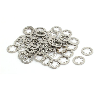 Harfington Uxcell 4mm Inner Dia Stainless Steel Internal Tooth Lock Washer Silver Tone 50pcs